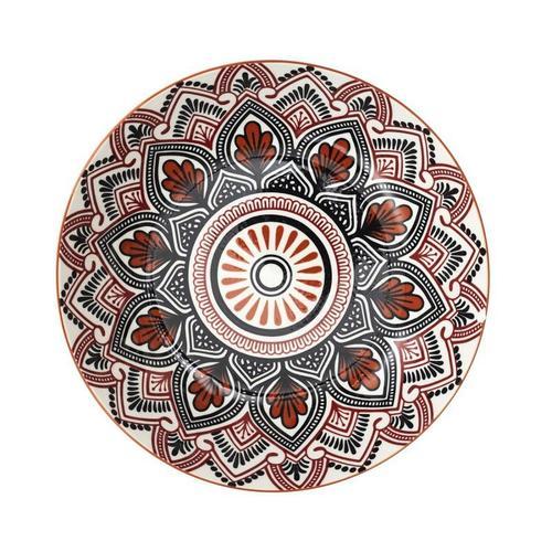 Paris Prix - Lot De 6 Assiettes Creuses "Mandala" 20cm Orange