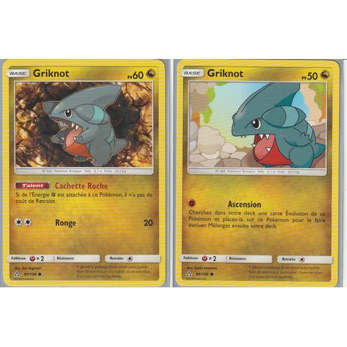 2 Carte Pokemon - Griknot 96/156 + Griknot 97/156 - Soleil Et Lune 5 Ultra-Prisme -