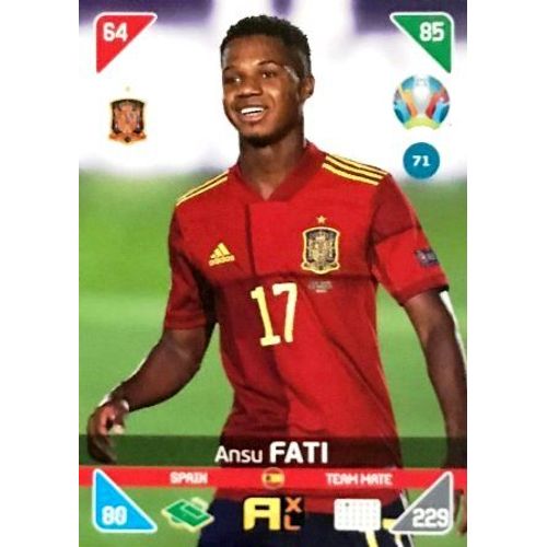 71 Ansu Fati - Spain - Panini Euro 2020 Kick Off Adrenalyn Xl