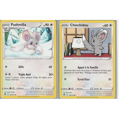 2 Cartes Pokemon - Pashmilla 125/172 + Chinchidou 124/172 - Eb9 Stars Etincelantes -