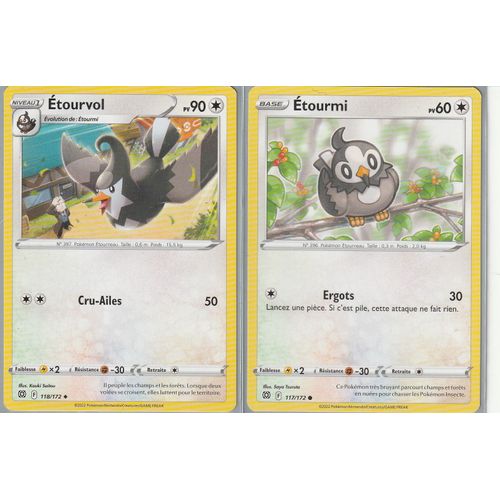 2 Cartes Pokemon - Etourvol 118/172 + Etourmi 117/172 - Eb9 Stars Etincelantes -