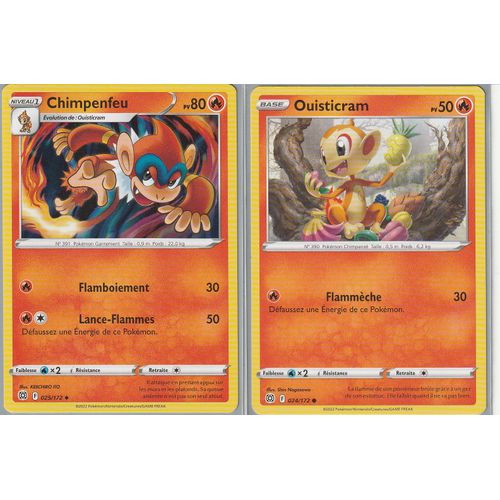 2 Cartes Pokemon - Chimpenfeu 025/172 + Ouisticram 024/172 - Eb9 Stars Etincelantes -