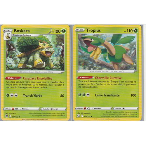 2 Cartes Pokemon - Tropius 005/172 + Boskara 007/172 - Eb9 Stars Etincelantes -