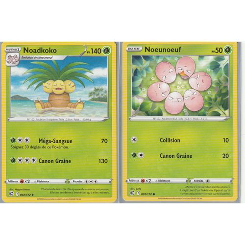 2 Cartes Pokemon - Noadkoko 002/172 + Noeunoeuf 001/172 - Eb9 Stars Etincelantes -