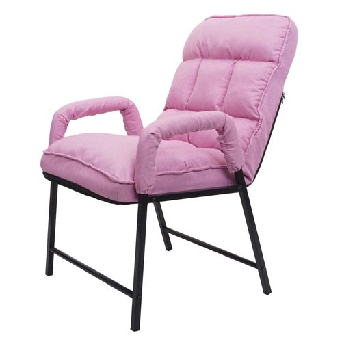 Chaise De Salle À Manger Hwc-K40, Capacité De Charge 160kg Dossier Réglable Métal   Tissu/Textile Rose