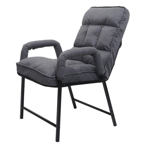 Chaise De Salle À Manger Hwc-K40 Capacité De Charge 160kg Dossier Réglable Métal   Tissu/Textile Gris Foncé