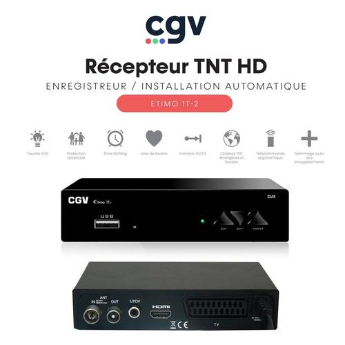 Récepteur Enregistreur TNT HD Etimo 1t-2 - Tuner, Time Shift Contrôle du direct, Timer, Instant Replay, Go-To, Touche SOS
