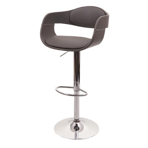 Tabouret De Bar Hwc-A47b, Chaise De Bar Tabouret De Comptoir, Design Rétro, Bois Simili Cuir   Gris-Mat