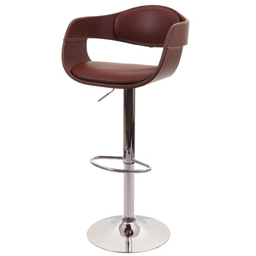 Tabouret De Bar Hwc-A47b, Chaise De Bar Tabouret De Comptoir, Design Rétro, Bois Simili Cuir   Marron