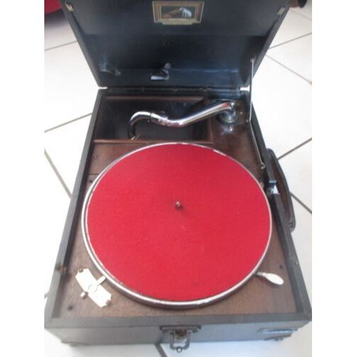 Gramophone Ancien His Master's Voice La Voix De Son Maitre Valise Manivelle