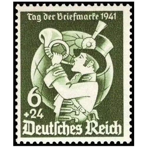 Allemagne, 3ème Reich 1941, Très Beau Timbre Neuf** Luxe Yvert 686 : Journée Du Timbre - Chasseur Jouant Du Cors Devant Globe Terrestre. -