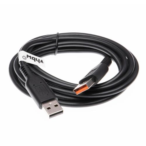 vhbw Câble USB tablettes compatible avec Lenovo Yoga 700-14ISK, 900 13 - câble de données (USB standard type A) 2en1 câble de charge, 200cm, noir