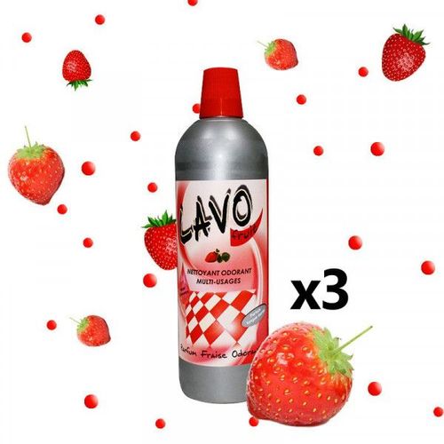 Lot De 3 Bidons De Nettoyant Odorant Multi-Usages Fraise 1l - Lavo Fruit