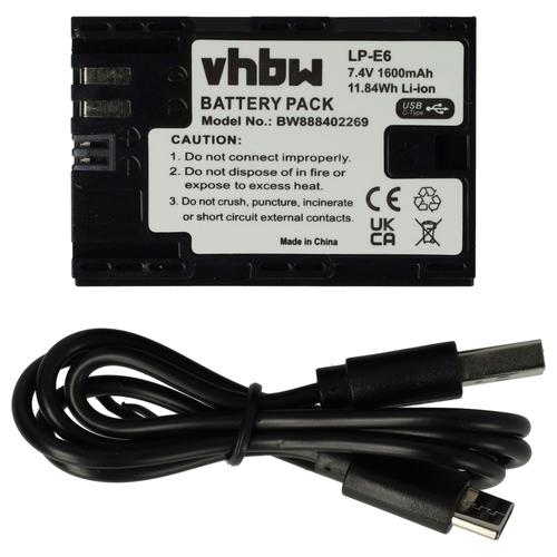 vhbw Batterie compatible avec Canon XC10, XC15 appareil photo (1600mAh, 7,4V, Li-ion), prise USB-C
