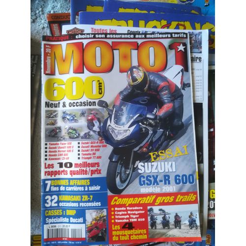 Moto 1 211 De 2000 Suzuki Gsxr600,Ducati Monster S4,Cagiva 1000 Navigator,Yamaha Tdm 850,Triumph Tiger 883,Honda 1000 Varadero,125 Pantheon,Kawasaki Zr7,Honda 600 Hornet,Yamaha 600 Fazer,Honda Cbr600