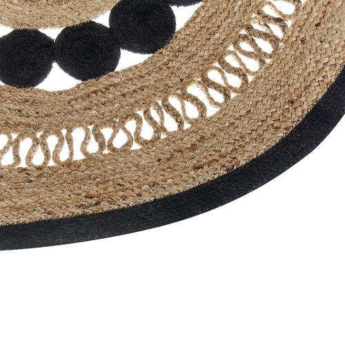 Tapis Rond En Jute D 120 Cm Beige Et Noir Yozgat