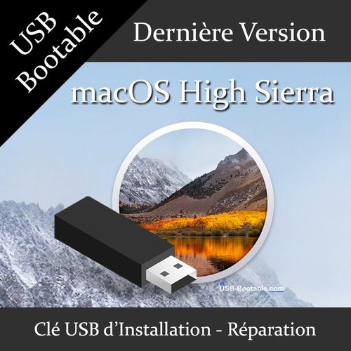 Clé USB Bootable macOS High Sierra + Guide PDF d'utilisation - Installation/Réparation/Mise à niveau - Compatible MacBook/Mac/iMac/Pro/Air/mini - Dernière version officielle - USB 2.0 / 3.0