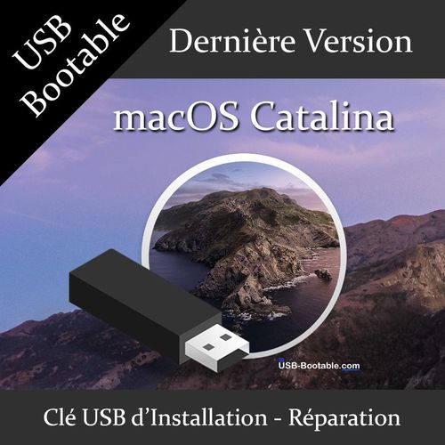 Clé USB Bootable macOS Catalina + Guide PDF d'utilisation - Installation/Réparation/Mise à niveau - Compatible MacBook/Mac/iMac/Pro/Air/mini - Dernière version officielle - USB 2.0 / 3.0