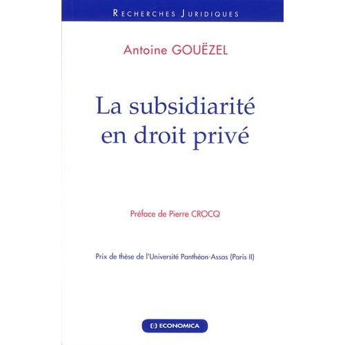 La Subsidiarité En Droit Privé