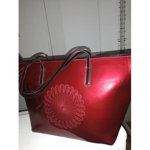 Sac DESIGUAL cuir laqué bordeaux