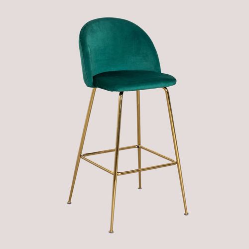 Tabouret Haut En Velours Kana Design Doré ?75 Cm