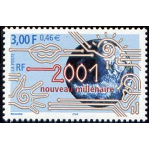 Timbre France 2000 Oblitéré2001 Nouveau Millénaire 3.00 Yt3357