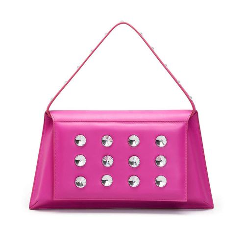 Urban Vanilla, Sac enveloppe en cuir avec couvercle avec 12 grands cristaux et poignée avec petits cristaux CIOCO SPARKLE, Rose
