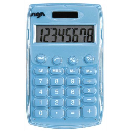 Calculatrice De Poche - Bleu - Energie Solaire - 8 Chiffres - Sign