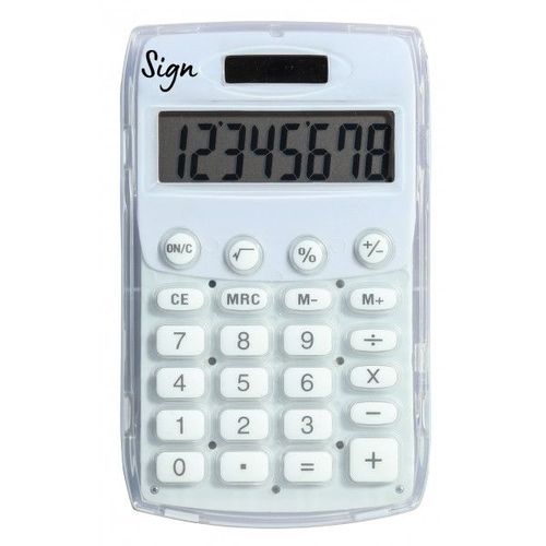 Calculatrice de poche - Blanc - Energie solaire - 8 chiffres - Sign
