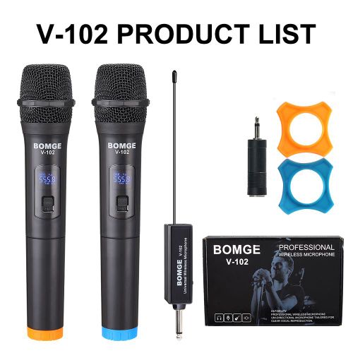 Microphone sans fil portatif, enregistrement, mégaphone, canal d'aigus, basses, KTV, maison, lecteur, 2 pièces, V-102
