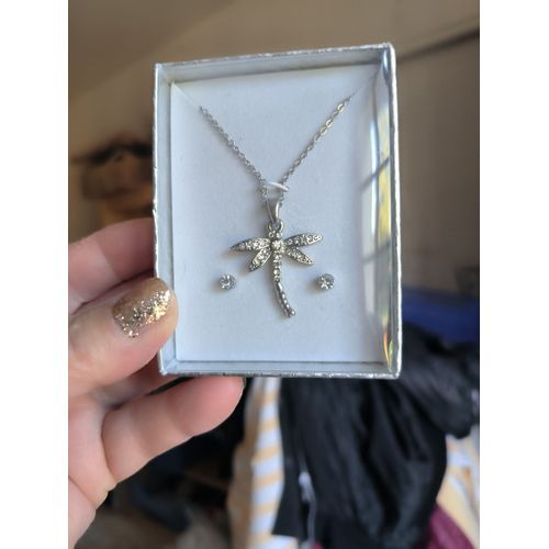 Parure Libellule Avec Clous D Oreilles En Métal Argenté