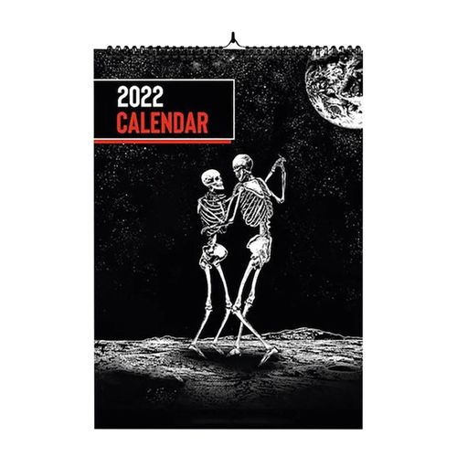 Calendrier Mural De Crâne Suspendu, Calendrier Artistique Gothique Unique Avec 12 Illustrations De Crâne Sombres Et Romantiques, 2022