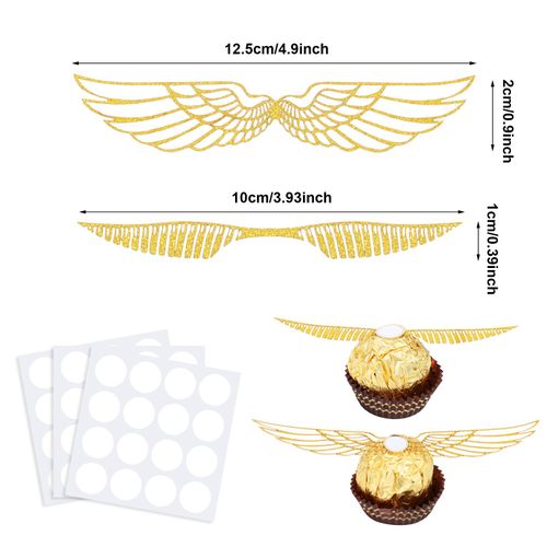 Décoration En Chocolat De Fête De Magicien, Ailes Ajourées En Chocolat À Paillettes, Nouveau Style 50 Pièces