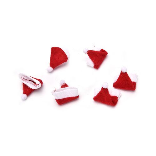 Mini Chapeaux De Noël Rouge, 6 Pièces/Lot, Bouchon De Bouteille, Décoration De Noël Pour La Maison, Table De Dîner, Décoration De Noël