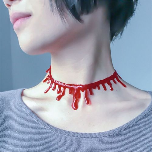 Collier Goutte De Sang, Décoration D'halloween, Faux Vampire, Joker Fantaisie, Ras Du Cou, Costume Rouge, Accessoires De Fête