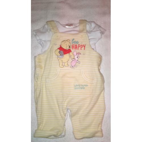 Ensemble Garçon Salopette + Body "Disney" Winnie L'ourson Taille 0/2 Mois Idée Cadeau