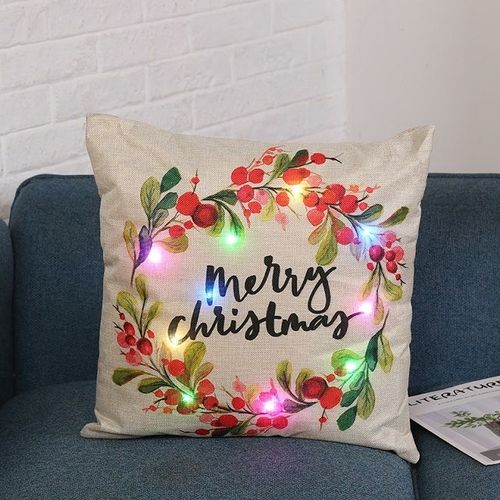 Coussin De Dessin Animé Série Noël, Personnalisé, Led, Pour Canapé, Siège Arrière De Voiture, En Lin, Décoration De La Maison, 45x45cm