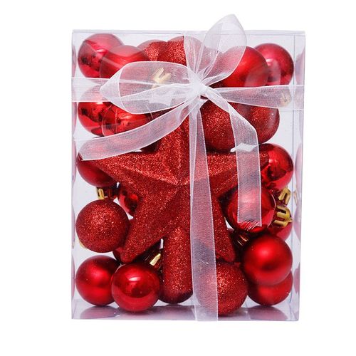 Ornement De Sapin De Noël, 30 Pièces, 3 Cm, Pendentif Étoile En Plastique, Boule Rouge, Pour Nouvel An, 2022