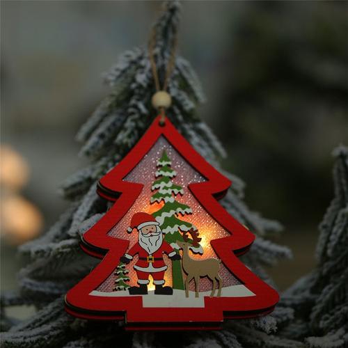 Pendentifs Lumineux Led En Bois Pour Arbre De Noël, Étoile, Voiture, Ornements, Artisanat, Bricolage, Cadeau Pour Enfants, Décorations De Fête De Noël Pour La Maison