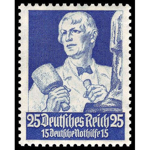 Allemagne, 3ème Reich 1934, Beau Timbre Yvert 520, Au Profit Du Secours D'hiver, Série Métiers, Le Sculpteur, 25 + 15pf Bleu, Filigrane Croix Gammées, Neuf**/*