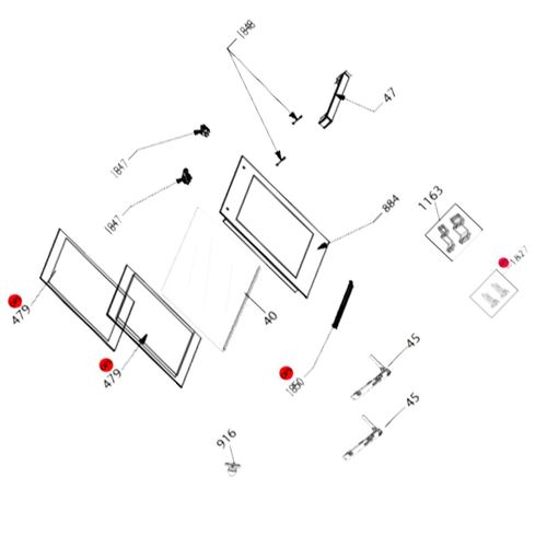 Vitre extérieure repère 884 - Four, cuisinière (210481628 BEKO)