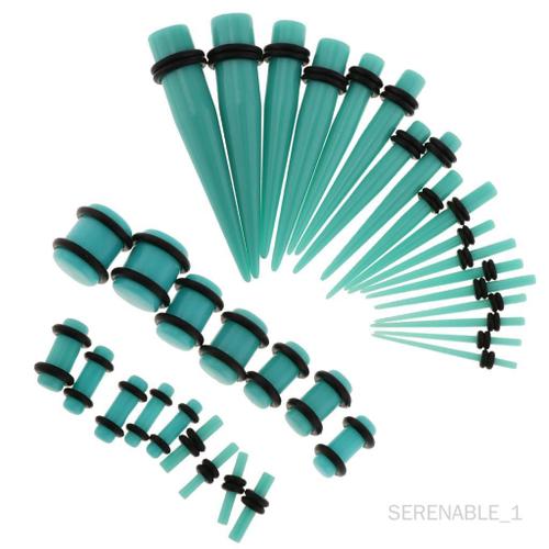 36pcs Acrylique Kit D'étirement De Cône D'oreille Ensemble D'expansion Bouchons De Tunnel Calibre 14-00 14g-00g Bleu Clair