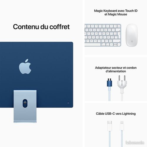 Apple iMac 24" M1 - Ram 8 Go - SSD 256 Go - Bleu