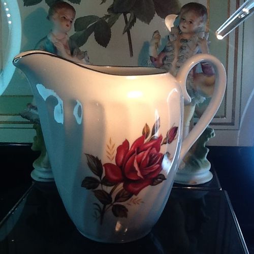 pot crème lait vintage romantique porcelaine fleurs parfait état