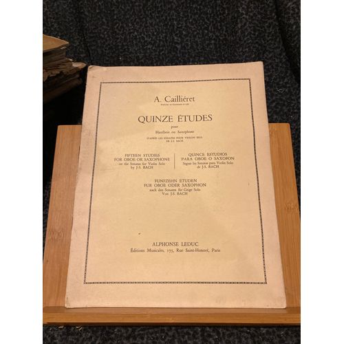 A. Cailliéret 15 Études Hautbois Ou Saxophone D'après J.-S. Bach Partition Leduc