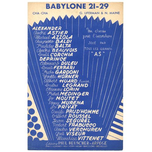 Babylone 21 29 ( Georges Liferman - Norman Maine ) 1960 / Partition Violon, Accordéon Et Chant