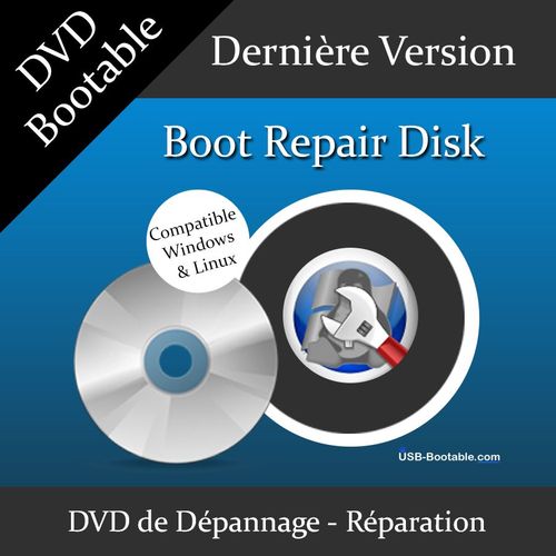 DVD Bootable Boot Repair Disk + Guide PDF d'utilisation - Réparation du démarrage (Boot / GRUB) de Windows/Linux - Diagnostiquer votre PC - Dernière version officielle