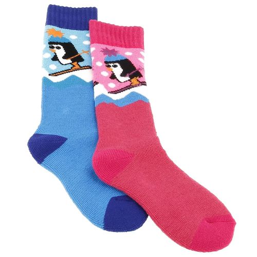 Chaussettes De Ski Thyo Layette Mi Bas Lot De 2 Rose/Bleu Bleu Ciel
