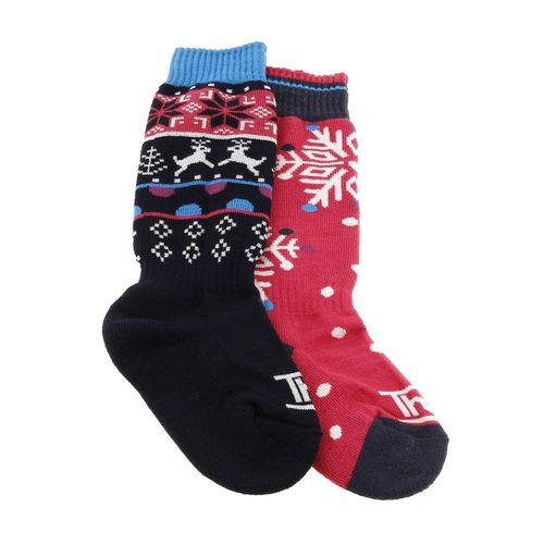 Chaussettes De Ski Thyo Let It Snow Mi Bas Navy Fuschia Fuschia