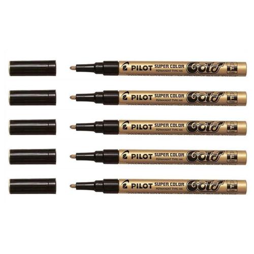 Pilot Lot De 5 Marqueurs Super Color Permanent Pointe Fine Or